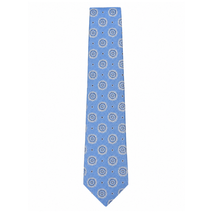 Men’s Sky Blue Color Geometric Pattern Silk Tie