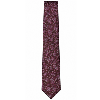 Men’s dark maroon Color Geometric Pattern Silk Tie