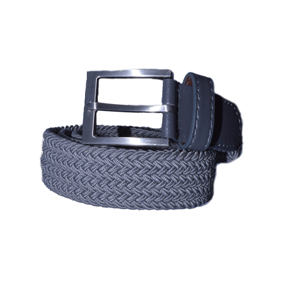 Boy's Grey Braided Stretch Belt with Silver Buckle