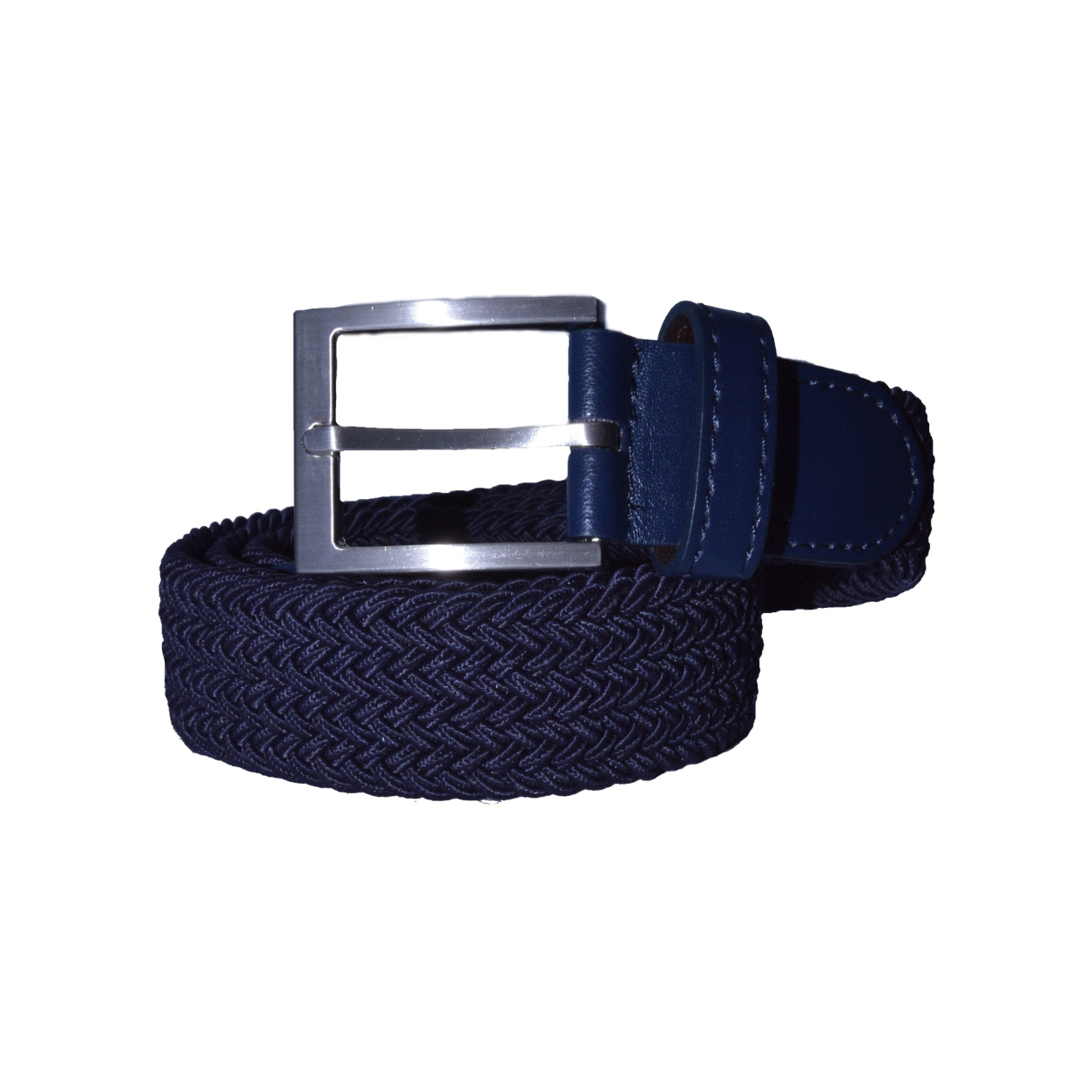 Boy's Braided Navy Stretch Belt with Silver Buckle