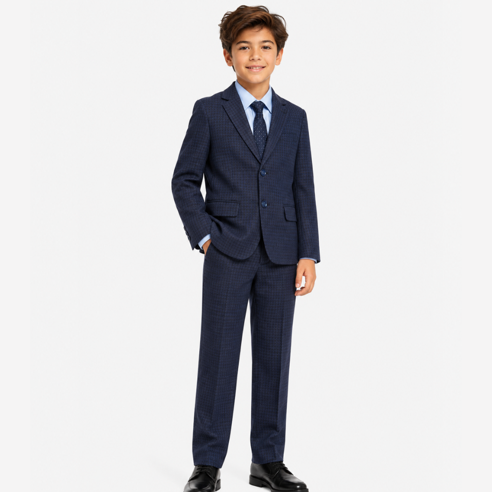 Boy's Textured Gingham 2PC Suit