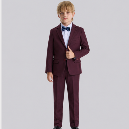 Boys Burgundy Color Dress Suit Set in multicolor