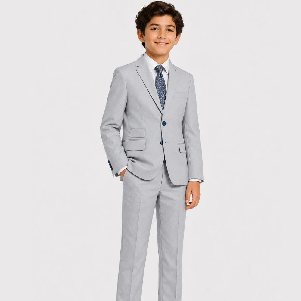 Boys Light Gray Dress Suit Set