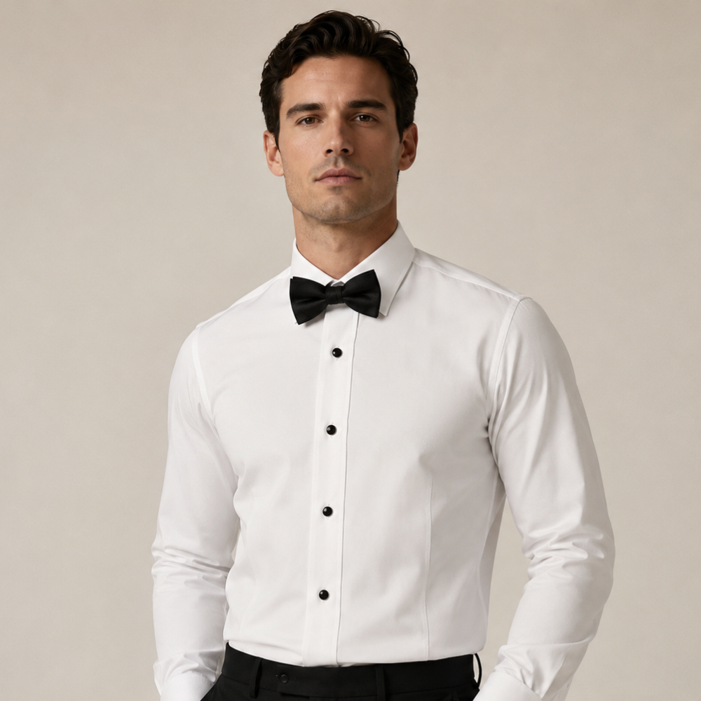 Men's 4 Way Stretch Tuxedo Shirt with Bow