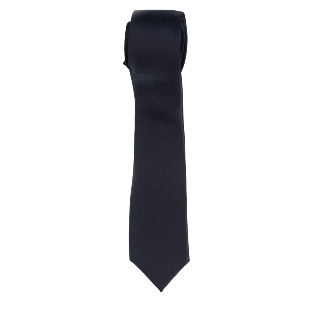 Boys' Solid Black Satin Necktie