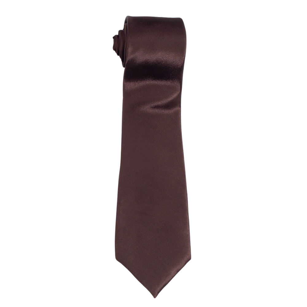 Boys' Solid Brown Satin Necktie