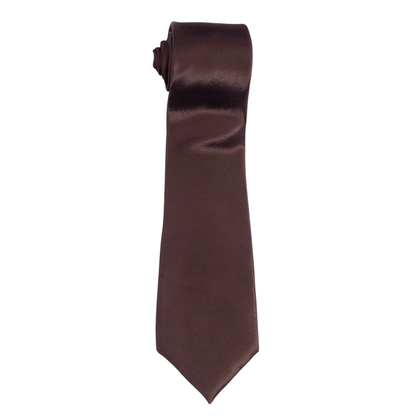 Boys' Solid Brown Satin Necktie