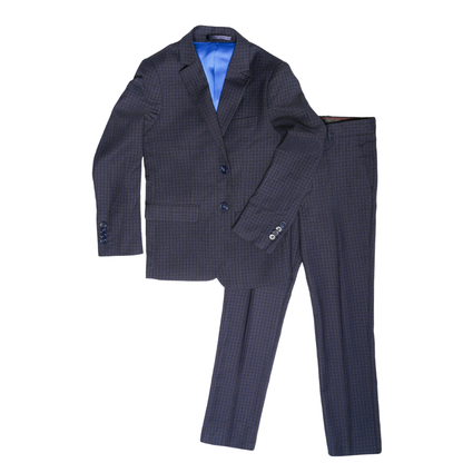 Men's Dark Navy Check Two-Piece Suit – Modern Tailored Fit