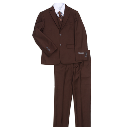 Boys 5-Piece Brown Formal Suit Set