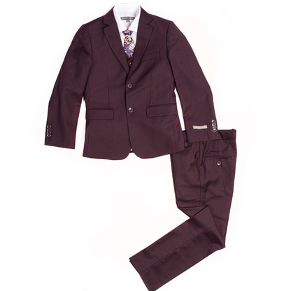 Boys 5-Piece Burgundy Formal Suit Set