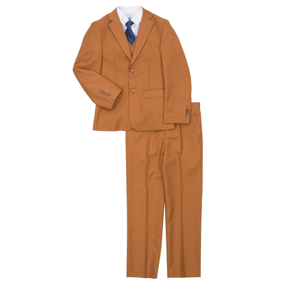 Boys 5-Piece Chestnut Brown Formal Suit Set
