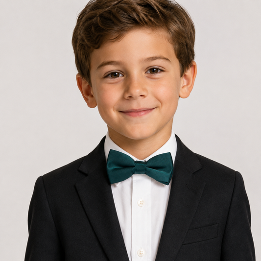 Boys Hunter Green Satin Pre-Tied Bow Tie
