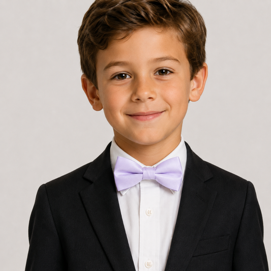 Boys Lilac Satin Pre-Tied Bow Tie