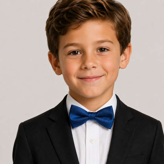 Navy Blue Satin Boys Pre-Tied Bow Tie