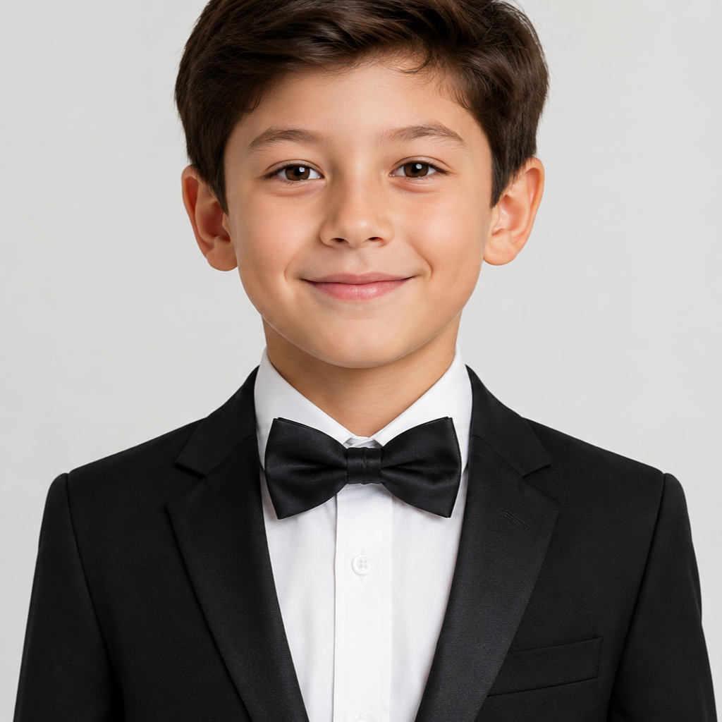 Boys' Black Satin Adjustable Bow Tie