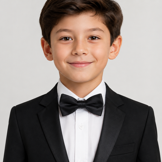 Boys' Black Satin Adjustable Bow Tie