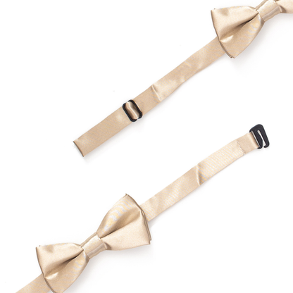 Boys Beige Satin Adjustable Bow Tie