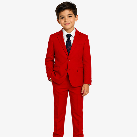 Boys Classic Red 5-Piece Formal Suit