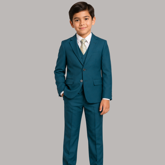 Boys Teal 5-Piece Formal Suit Set