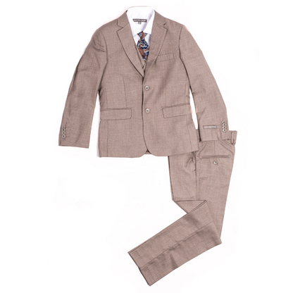 Boys Taupe 5-Piece Formal Suit Set