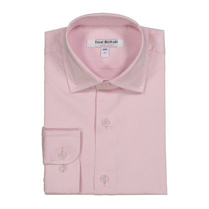 Boys' Light Pink 100% Cotton Long Sleeve Dress Shirt