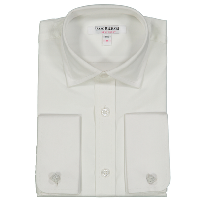 Boys White 100% Cotton French Cuff Dress Shirt
