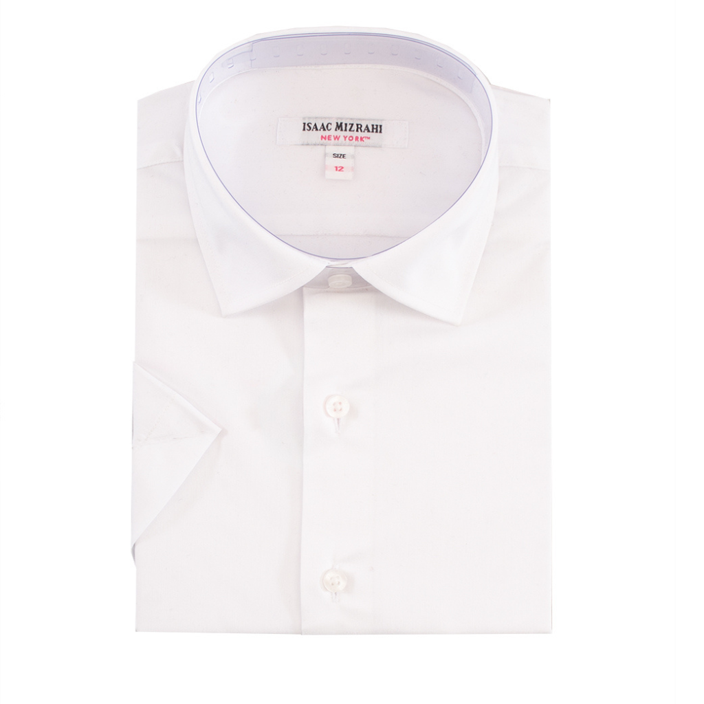 Boys White Short Sleeve Stretch Dress Shirt