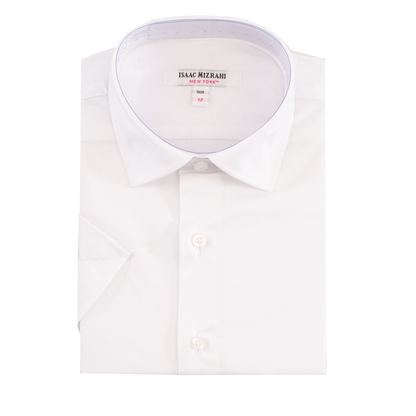 Boys White Short Sleeve Stretch Dress Shirt