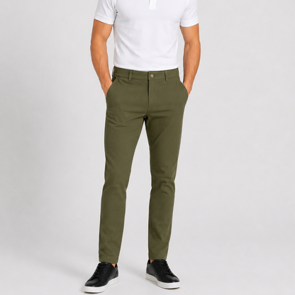 Men's Olive Performance Stretch Slim Fit Pants
