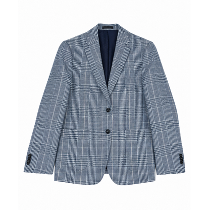 Men's Blue & Grey Glen Plaid Two-Button Blazer
