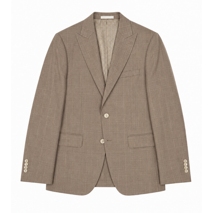 Men's Taupe Glen Plaid Two-Button Blazer