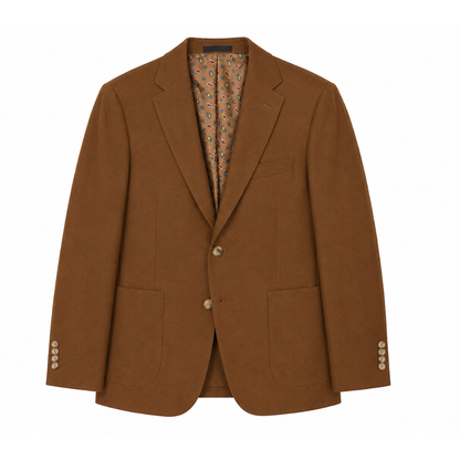 Men's Camel Brown Two-Button Blazer