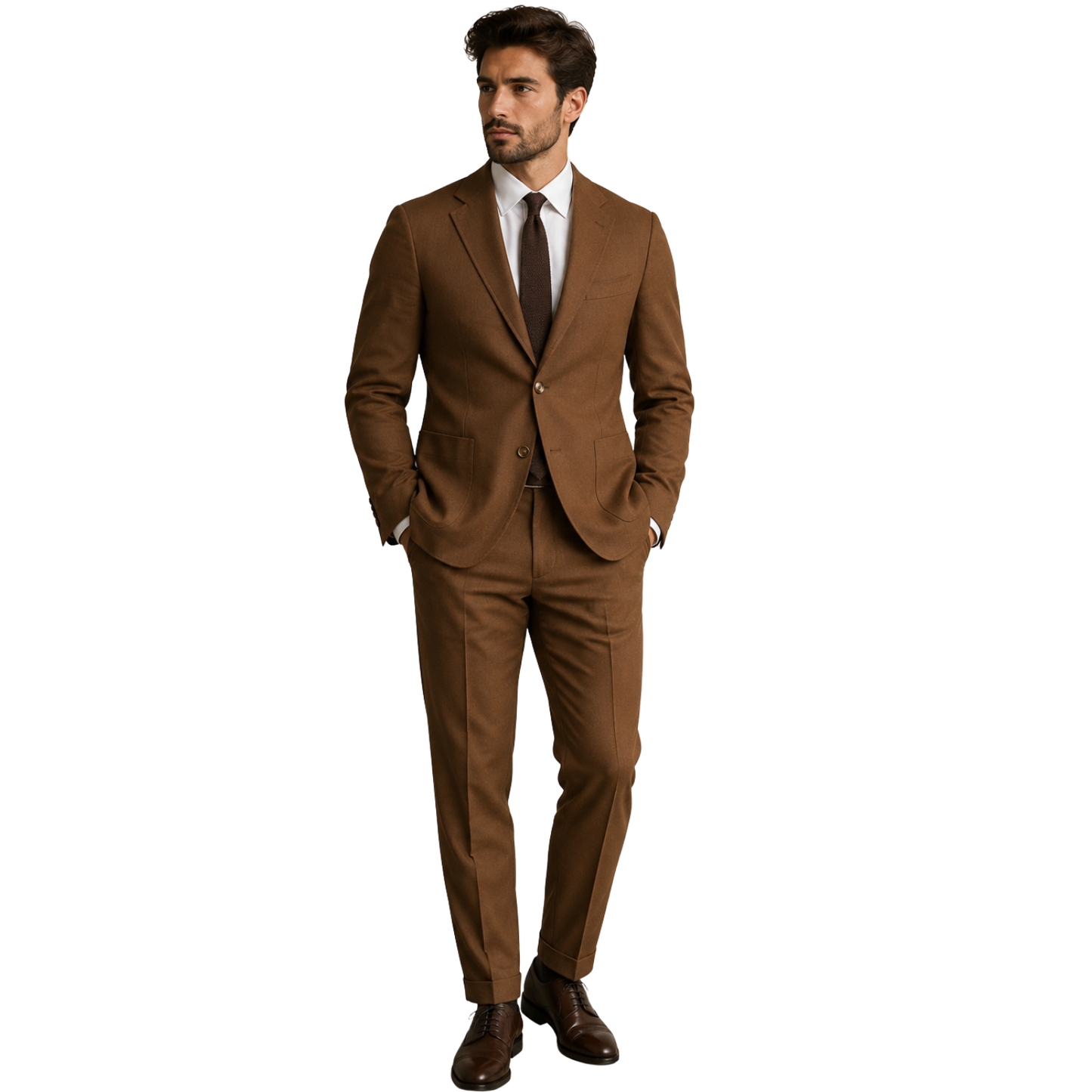 Men's Brown Two-Piece Classic Tailored Suit