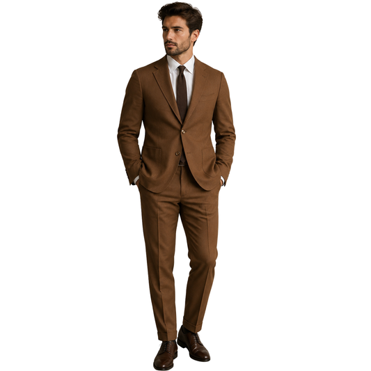 Men's Brown Two-Piece Classic Tailored Suit