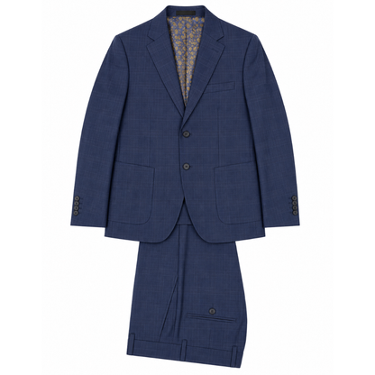 Men's Blue Windowpane Two-Piece Business Suit