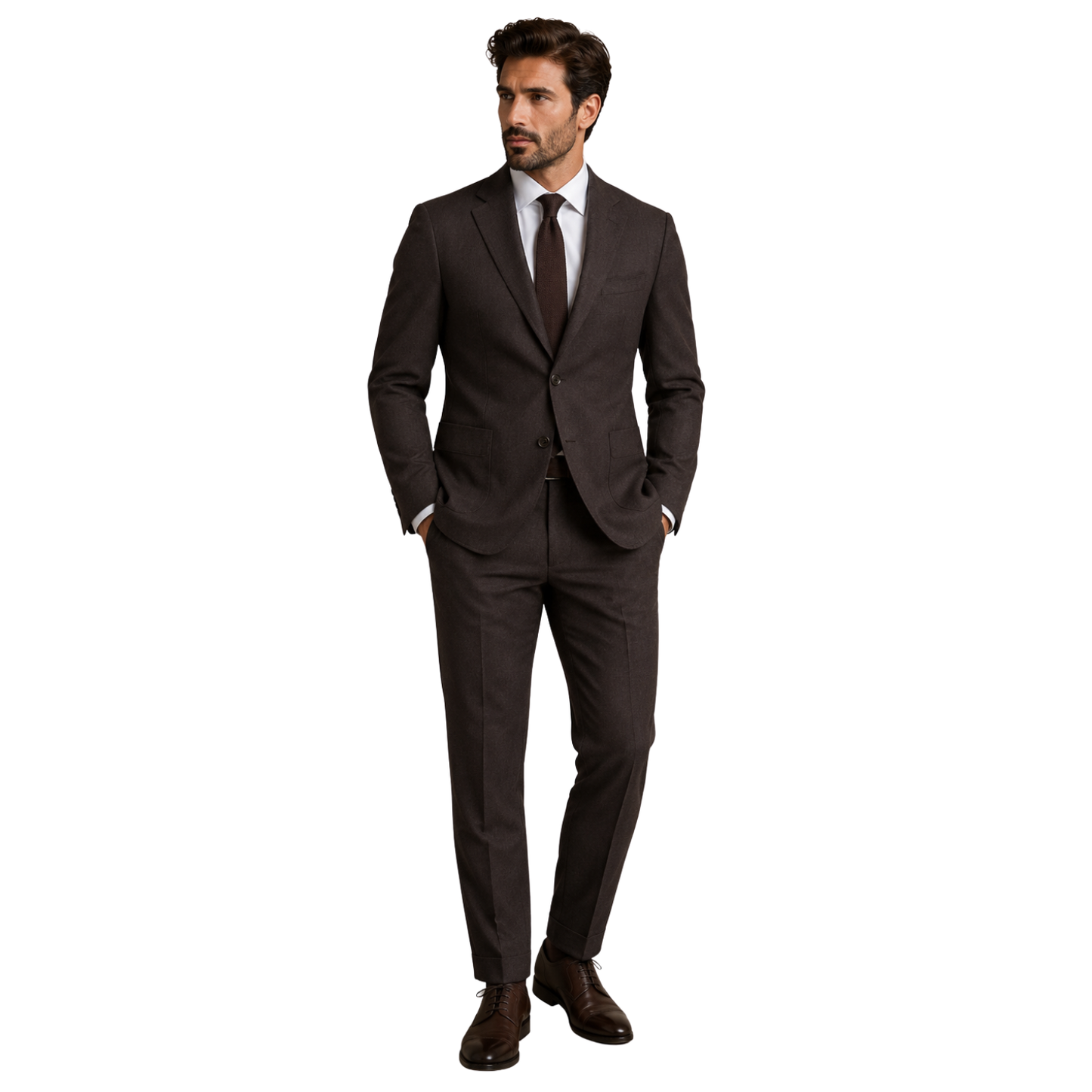 Men's Charcoal Brown Two-Piece Business Suit
