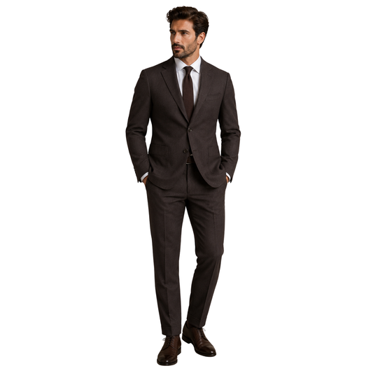 Men's Charcoal Brown Two-Piece Business Suit
