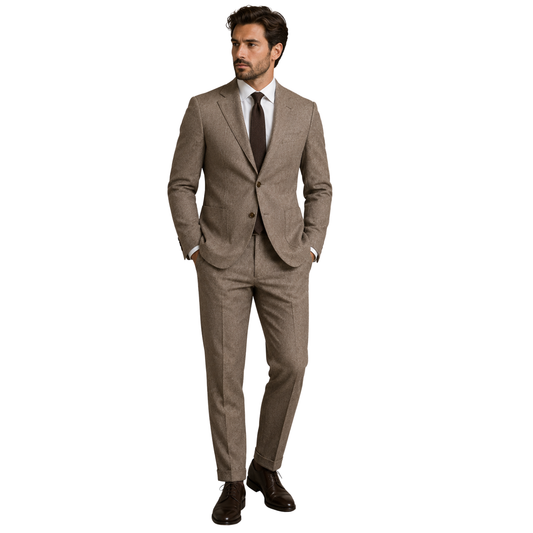 Men's Taupe Brown Two-Piece Tailored Suit