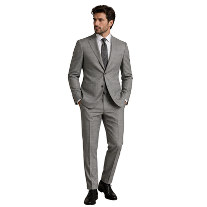 Men's Light Gray Windowpane Plaid Two-Piece Suit