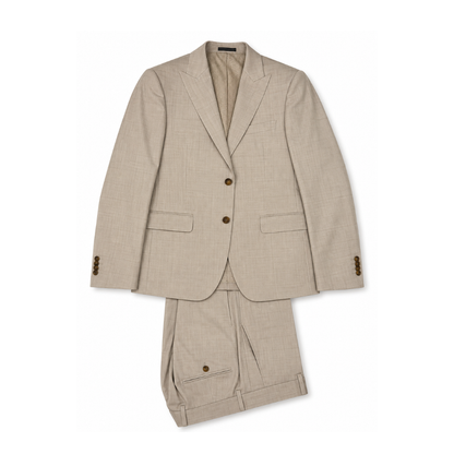 Men's Beige Plaid Two-Piece Suit