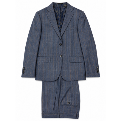 Men's Blue Glen Plaid Two-Button Tailored Suit