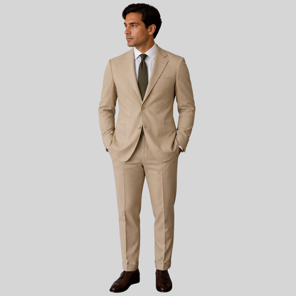 Men's Classic Beige Two-Button Tailored Suit