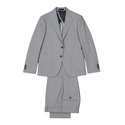 Men's Light Gray Textured Two-Button Tailored Suit
