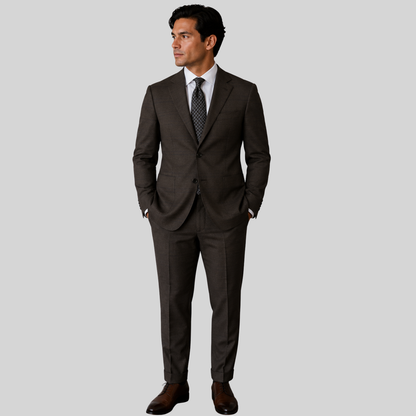 Men's Espresso Brown Shadow Stripe Two-Button Tailored Suit