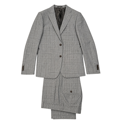 Men's Light Grey Glen Plaid 2-Piece Slim Fit Suit