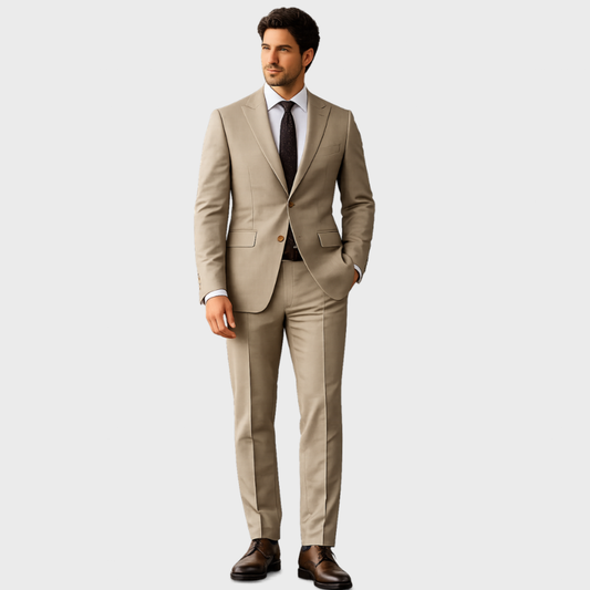 Men's Tan Two-Button Suit
