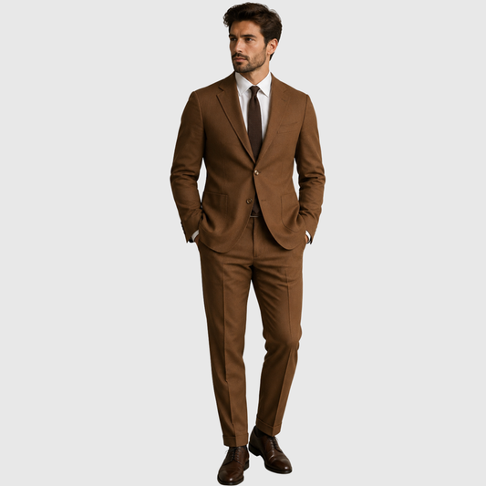 Men's Brown Two-Piece Classic Tailored Suit