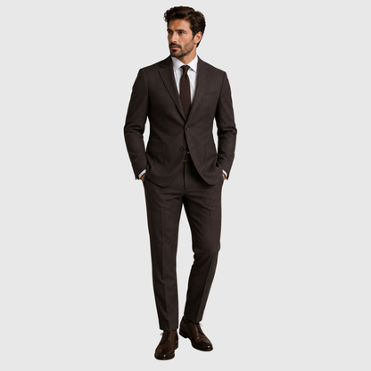Men's Charcoal Brown Two-Piece Business Suit