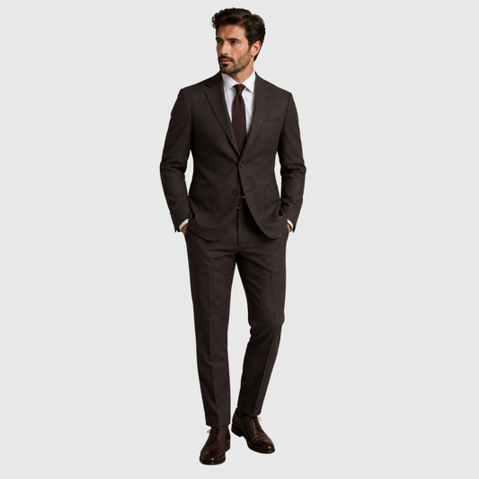 Men's Charcoal Brown Two-Piece Business Suit