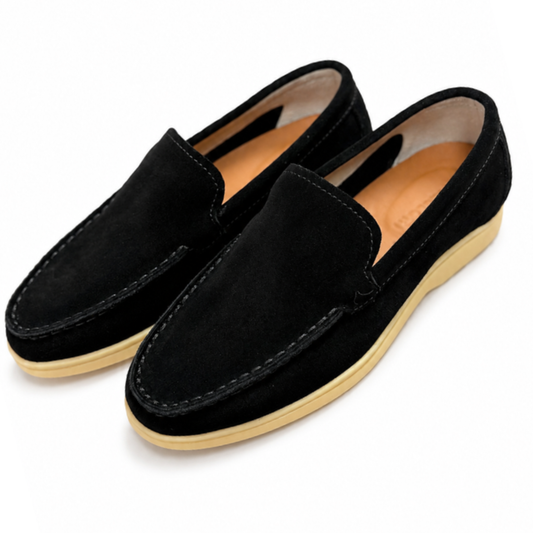Men's Black Slip-On – Casual Comfort Moc Toe Shoes